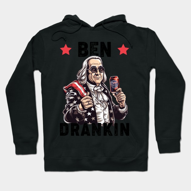 Funny 4th of July Ben Drankin Patriotic Hoodie by Rosemat